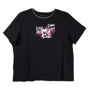 Vtg Women's Short Sleeve Tee Alfred Dunner‎ L Animal Print